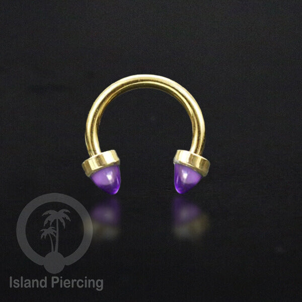 Circular Barbell Piercing dan Septum Jewelry warna gold dengan batu bentuk peluru