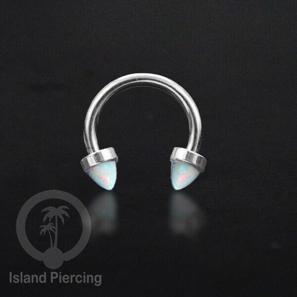 Circular Barbell Piercing dan Septum Jewelry warna silver dengan batu bentuk peluru