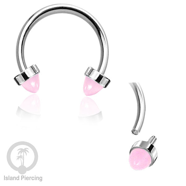 Circular Barbell Piercing dan Septum Jewelry warna silver dengan batu bentuk peluru