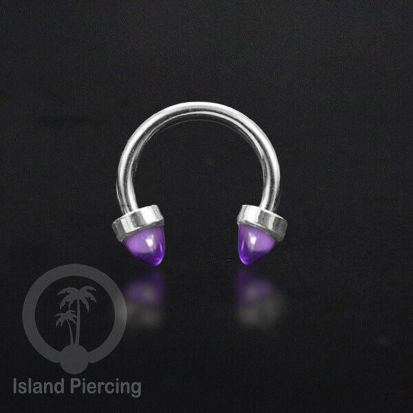 Circular Barbell Piercing dan Septum Jewelry warna silver dengan batu bentuk peluru