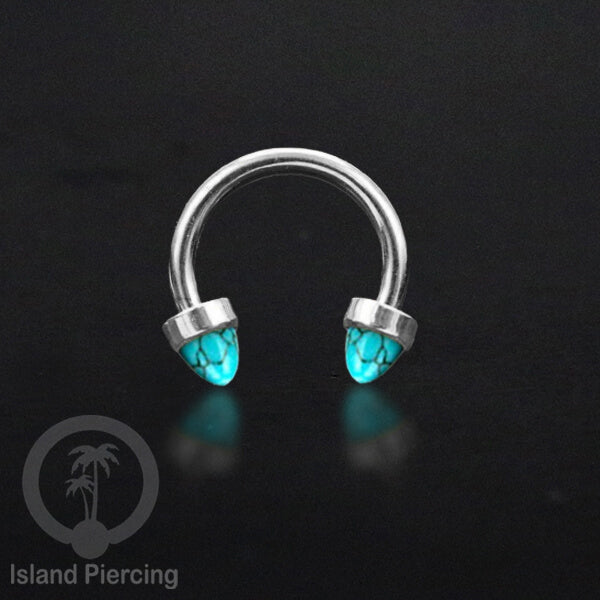 Circular Barbell Piercing dan Septum Jewelry warna silver dengan batu bentuk peluru