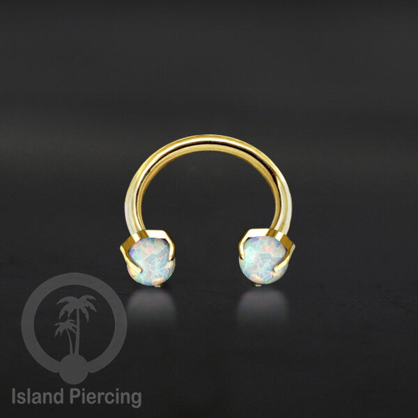 Circular Barbell Piercing dan Septum Jewelry warna gold dengan batu bentuk bola