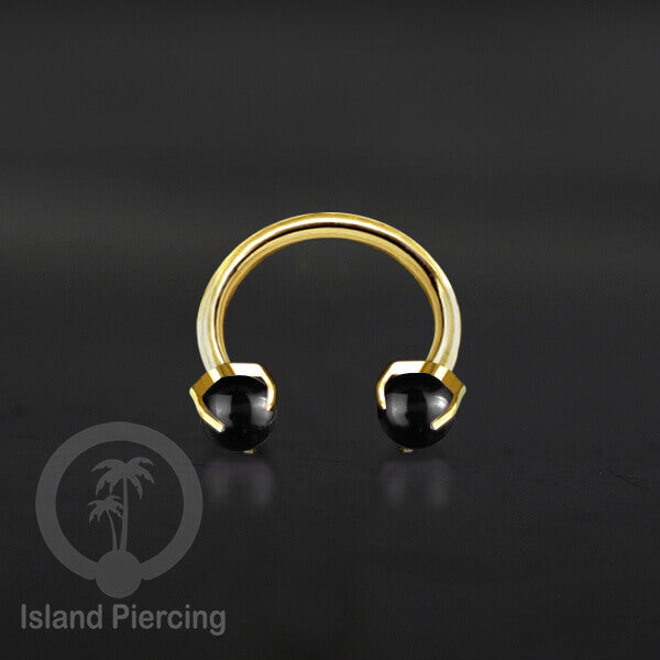 Circular Barbell Piercing dan Septum Jewelry warna gold dengan batu bentuk bola