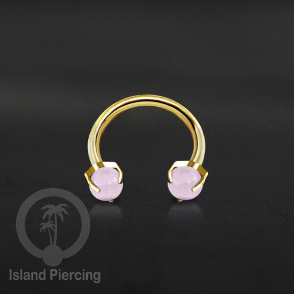 Circular Barbell Piercing dan Septum Jewelry warna gold dengan batu bentuk bola