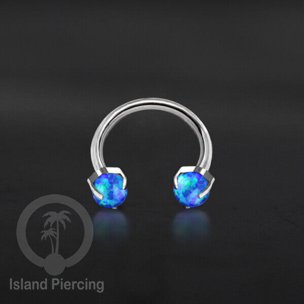 Circular Barbell Piercing dan Septum Jewelry warna silver dengan batu bentuk bola