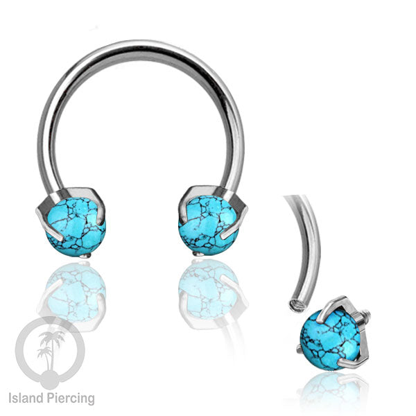 Circular Barbell Piercing dan Septum Jewelry warna silver dengan batu bentuk bola