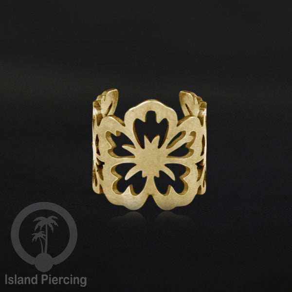 Steel Ear-cuffs warna gold, anting perhiasan stainless jepitan telinga motif yang exlusif Island Piercing