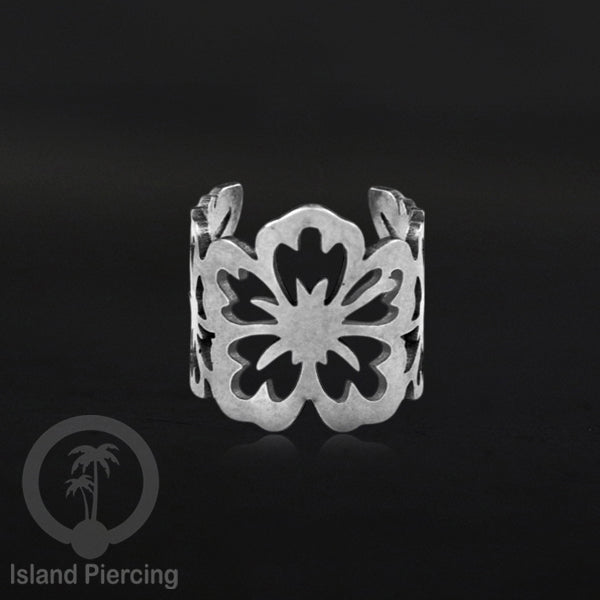 Steel Ear-cuffs waarna silver, anting perhiasan stainless jepitan telinga motif yang exlusif Island Piercing