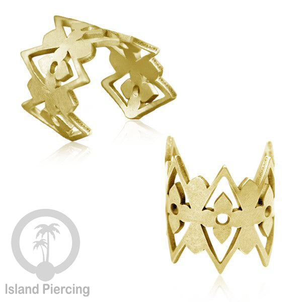 Steel Ear Cuffs, Anting Perhiasan Stainless warna gold Jepitan telinga motif unik dan menarik