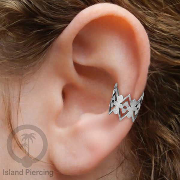 Steel Ear Cuffs, Anting Perhiasan Stainless warna silver Jepitan telinga motif unik dan menarik