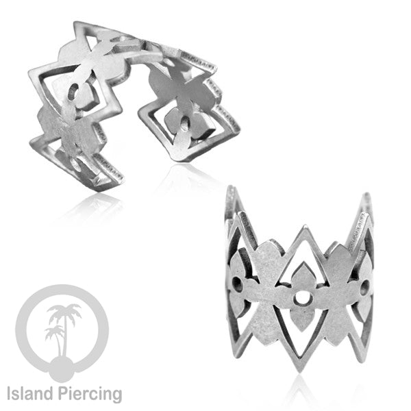 Steel Ear Cuffs, Anting Perhiasan Stainless warna silver Jepitan telinga motif unik dan menarik