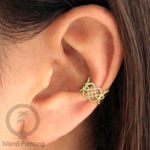 Steel Ear Cuffs, Anting Perhiasan Stainless warna gold Jepitan telinga motif unik dan menarik