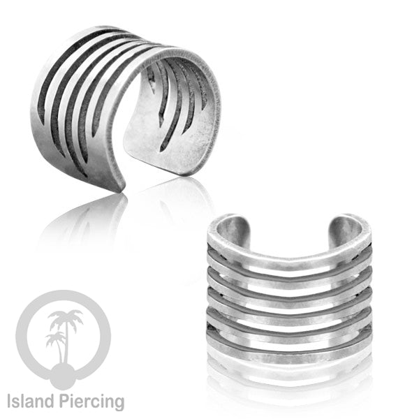 Steel Ear Cuffs, Anting Perhiasan Stainless warna silver Jepitan telinga motif unik dan menarik
