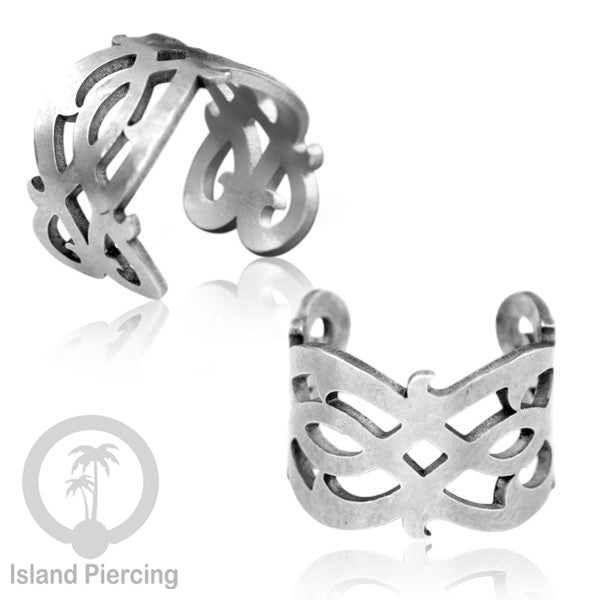 Anting Perhiasan Jepitan telinga Stainless warna silver Ear Cuff Earrings desain Island Piercing