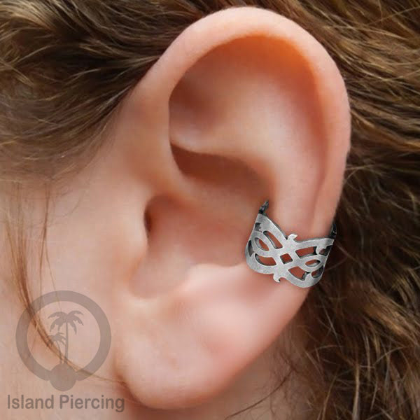 Anting Perhiasan Jepitan telinga Stainless warna silver Ear Cuff Earrings desain Island Piercing