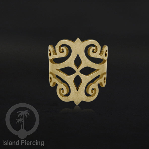 Anting Perhiasan Jepitan telinga Stainless warna gold Ear Cuff Earrings desain Island Piercing
