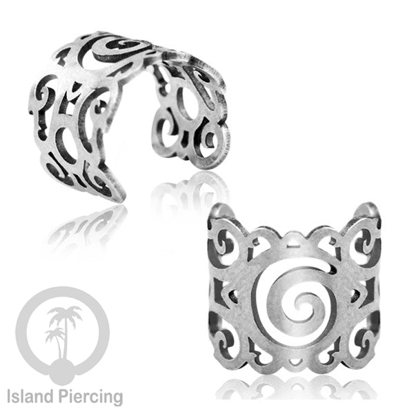 Anting Perhiasan Jepitan telinga Stainless warna silver Ear Cuff Earrings desain Island Piercing