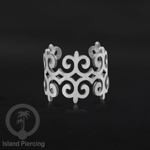 Anting Perhiasan warna silver Jepitan kuping Stainless Ear Cuff Earrings desain Island Piercing
