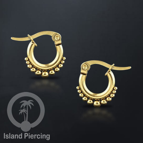 Anting Hoop stainless steel warna emas ukuran 12mm