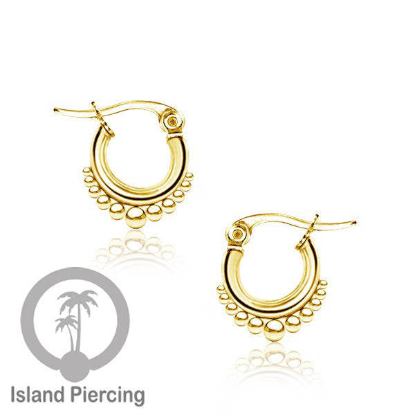 Anting Hoop stainless steel warna emas ukuran 12mm