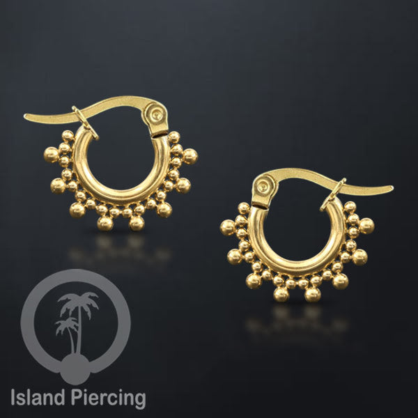 Anting Hoop stainless steel warna emas ukuran 12mm