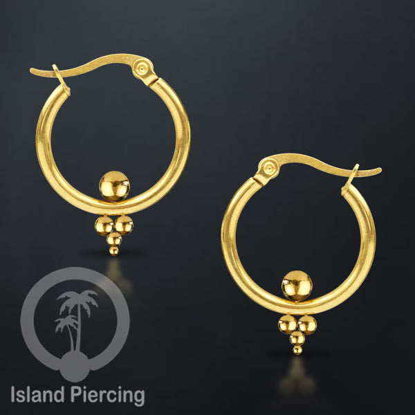 Anting Hoop stainless steel warna emas ukuran 20mm