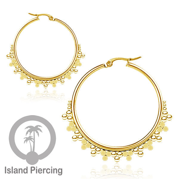 Anting Hoop stainless steel warna emas ukuran 40mm