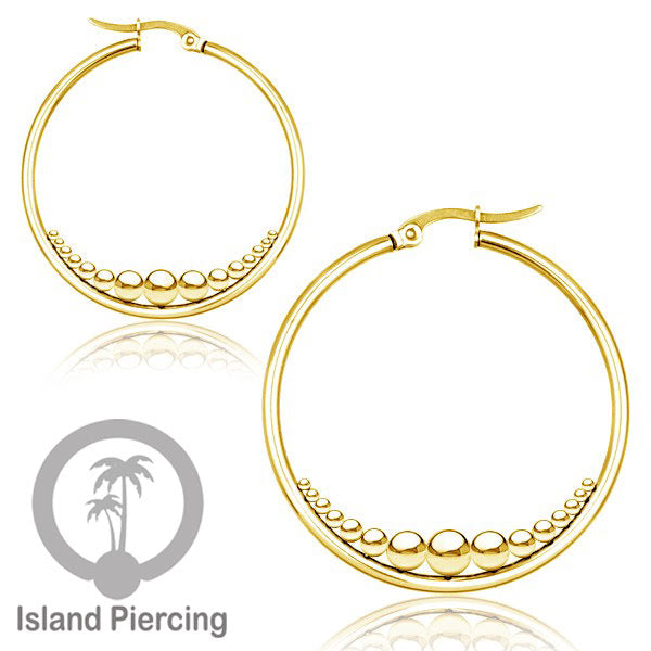 Anting Hoop stainless steel warna emas ukuran 40mm