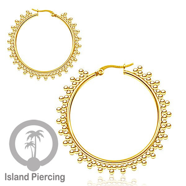 Anting Hoop stainless steel warna emas ukuran 40mm