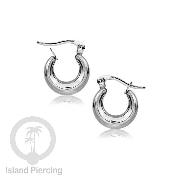 Anting hoop yang sedikit tebal buatan stainless steel earring, pilihan warna gold dan silver