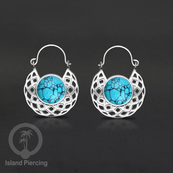 Anting stainless steel warna Silver dengan batu semi mulia asli