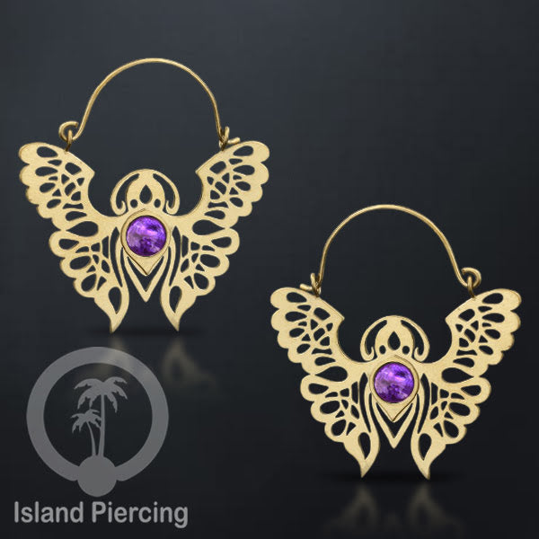 Anting stainless steel kupu-2 warna gold dengan epoxy banyak variasi warna