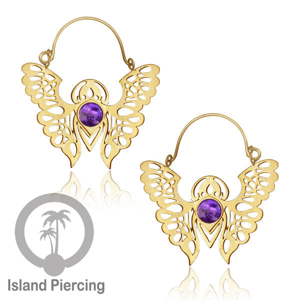 Anting stainless steel kupu-2 warna gold dengan epoxy banyak variasi warna