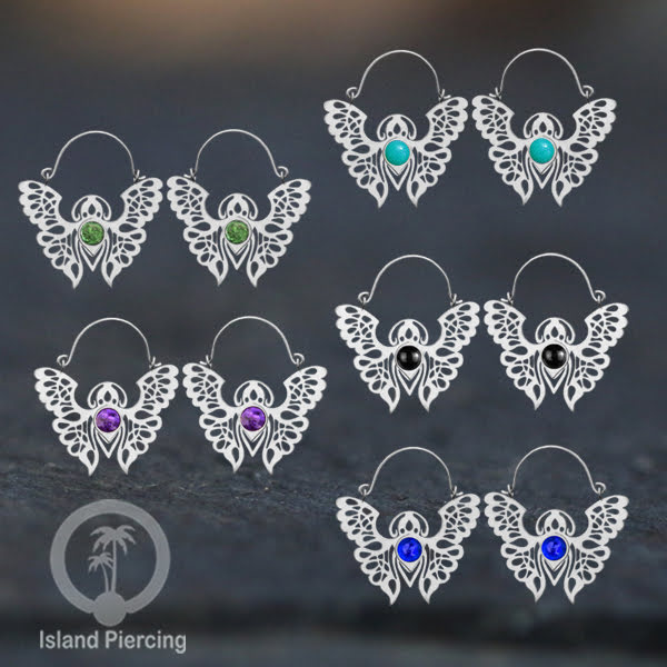 Anting stainless steel Kupu-2 warna silver dengan epoxy banyak variasi warna