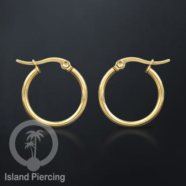 Anting Hoop stainless steel warna emas polos
