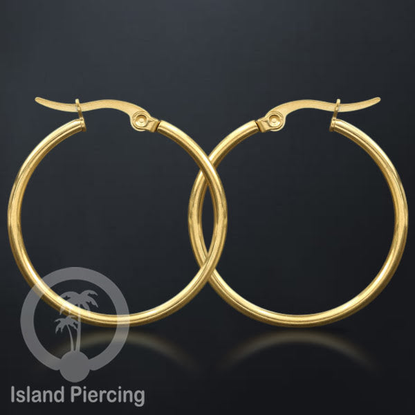 Anting Hoop stainless steel warna emas polos