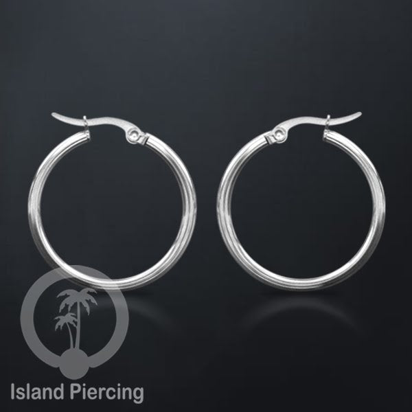 Anting Hoop stainless steel warna silver polos