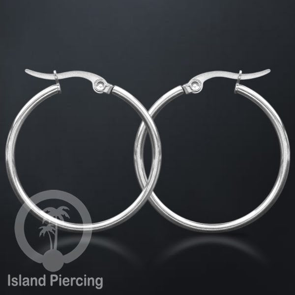 Anting Hoop stainless steel warna silver polos