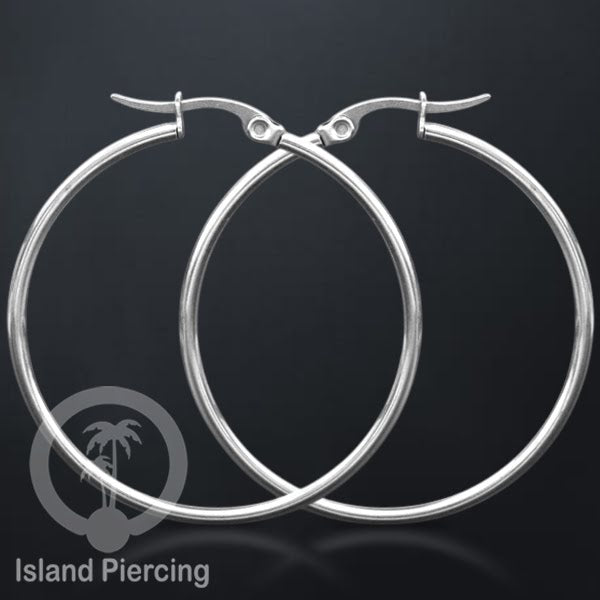 Anting Hoop stainless steel warna silver polos