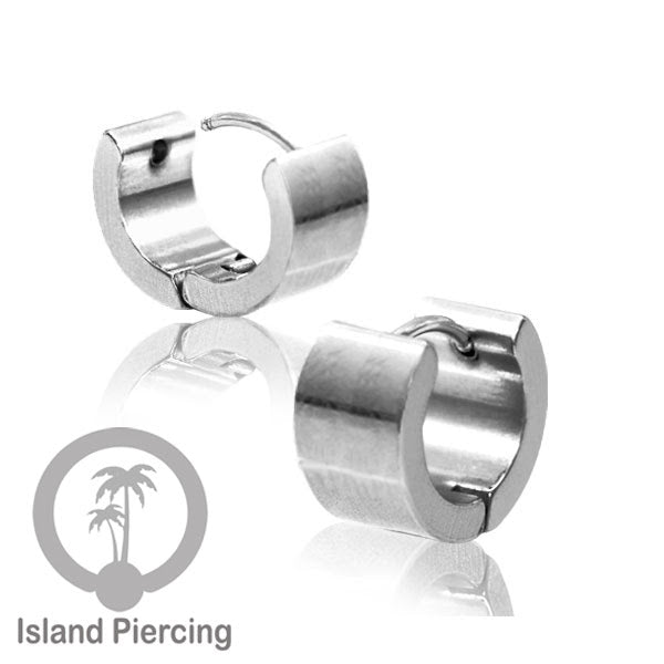 Anting Hoop stainless steel Huggies ukuran sedang sampai tebal warna silver