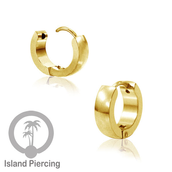 Anting Hoop stainless steel Huggies warna gold dan silver desain menarik