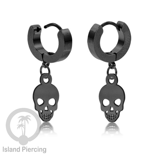 Stainless Steel Anting Cuffs Earring Halloween warna hitam dengan Liontin, Charm, tengkorak, sihir, laba-2