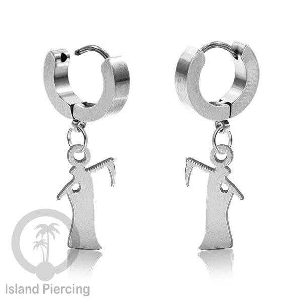 Stainless Steel Anting Cuffs Earring Halloween warna silver dengan Liontin, Charm, tengkorak, sihir, laba-2.
