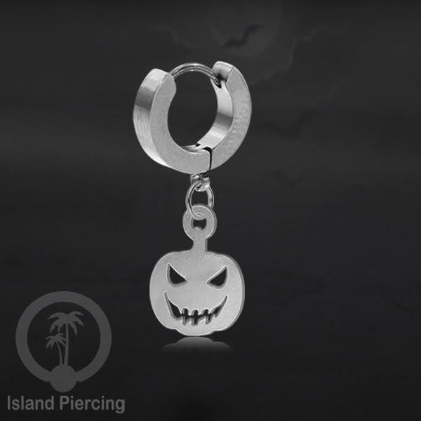 Stainless Steel Anting Cuffs Earring Halloween warna silver dengan Liontin, Charm, tengkorak, sihir, laba-2.