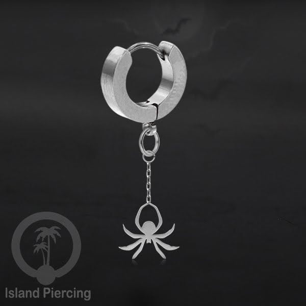 Stainless Steel Anting Cuffs Earring Halloween warna silver dengan Liontin, Charm, tengkorak, sihir, laba-2.