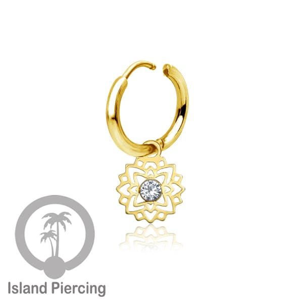 Anting Hoop warna gold dengan Hiasan Perhiasan kecil, Charm, berisi warna epoxy atau Kristal Zirconia