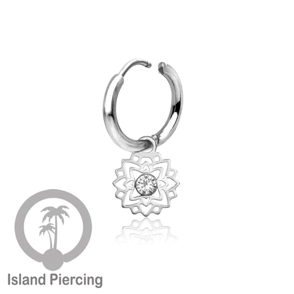 Anting Hoop warna Silver dengan Hiasan Perhiasan kecil, Charm, berisi warna epoxy atau Kristal Zirconia