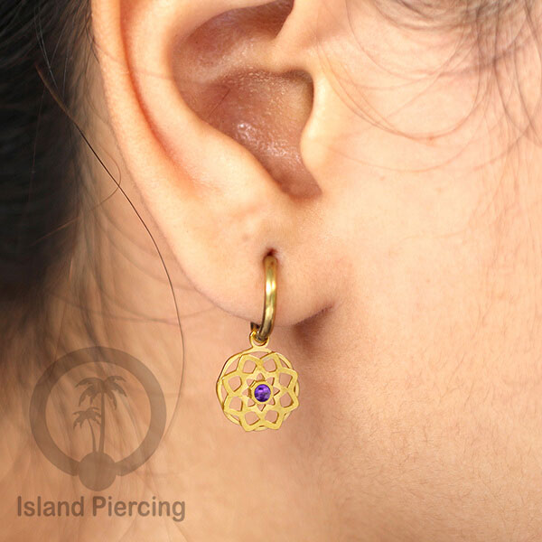 Anting Hoop warna Gold dengan Hiasan Perhiasan kecil, Charm, berisi warna Epoxy yang kualitas tinggi
