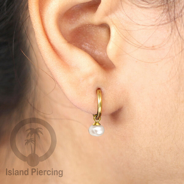 Anting Hoop stainless baja beda dengan Hiasan Perhiasan mutiara asli pilihan warna emas atau silver
