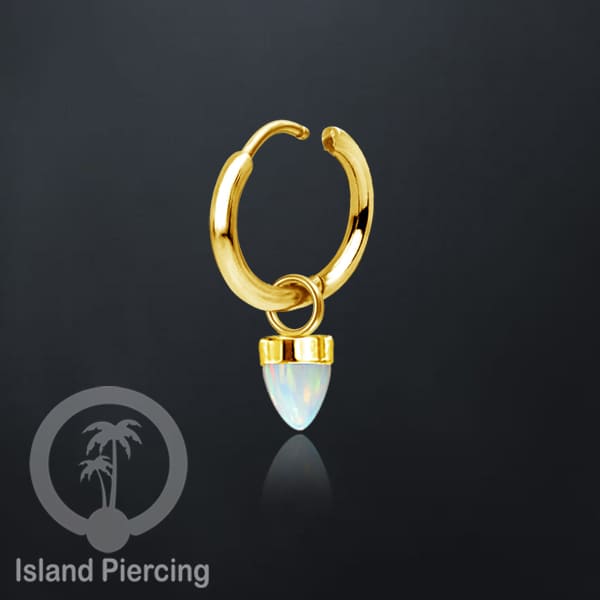 Anting Hoop warna gold dengan Hiasan Perhiasan kecil, Charm, batu atau kaca bentuk peluru sangat popular